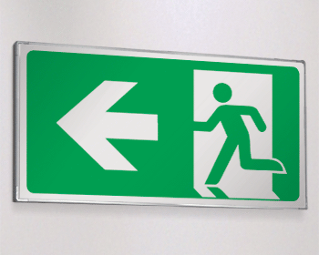 SEME715101M - Segnale all. Metal monofacciale Uscita emergenza sx EN ISO 7010