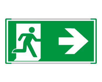 SEME715102MC - Segnale all. Metal monofacc.profilo VERDE Uscita emergenza dx ISO 7010