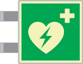 SEMLE15156BG - targa bifacciale fotoluminescente METAL Defibrillatore EN ISO 7010