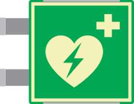 SEMLE15156BGC - targa bifacciale fotoluminescente METAL Defibrillatore EN ISO 7010
