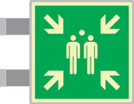 SEMLE15180BA - targa bifacciale fotoluminescente METAL Punto d'incontro EN ISO 7010