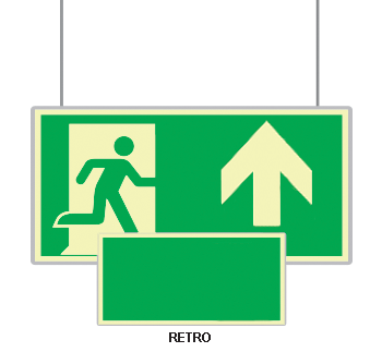 SEMLE715103SN - targa bifacciale fotoluminescente METAL sospesa Uscita emergenza Nord