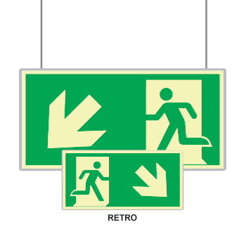 SEMLE715107SM - Segnaletica all. Metal bifacciale Luminescente DIN uscita SO ISO 7010