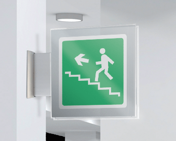 SEP15164BW - segnale plexiglass PLEXI a bandiera bifacciale 200x200 piu'simbolo