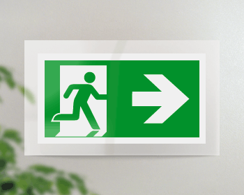 SEPE715102FR - targa PLexi monof.uscita di emergenza ds fiss.inv EN ISO 7010