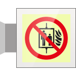 SEPSE1347BW - targa Plexi bifacciale  Vietato uso ascensore EN ISO 7010 P020