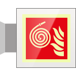 SEPSE15106BW - Segnale plexiglass PLEXI a bandiera piu'simbolo fotoluminescente