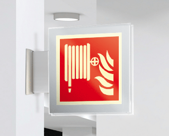 SEPSE15115BW - targa Plexi bifacciale Lancia Antincendio EN ISO 7010 F002