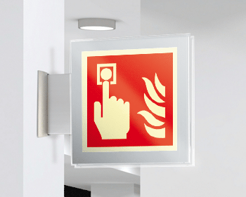 SEPSE15117BW - targa Plexi bifacciale  Allarme Antincendio EN ISO 7010 F005