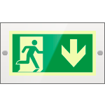 SEPSE715104R - targa PLexi mono  usc. emerg.indietro fissaggio a vite EN ISO 7010