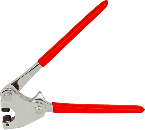 SGE1698 - pinza in lamiera di ferro con punzone personaliz e manici in plastica