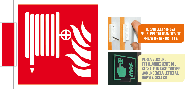 SICE15115BA - sistema COLORFIX ROSSO bifacciale Lancia Antincendio EN ISO 7010