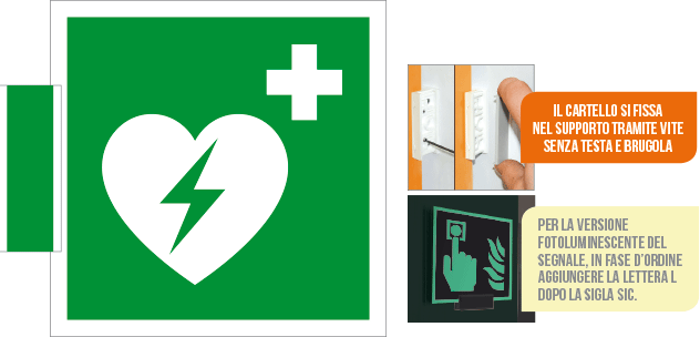 SICE15156BA - sistema COLORFIX VERDE bifacciale Defibrillatore EN ISO 7010