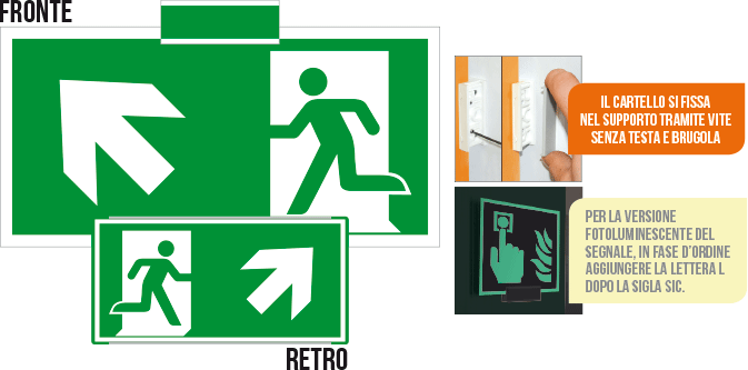 SICE715105SN - sistema COLORFIX VERDE bifacciale sospesa Uscita Emerg.NO ISO 7010