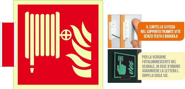 SICLE15115BG - sistema COLORFIX ROSSO bifacciale luminescente Lancia Antinc. ISO 7010