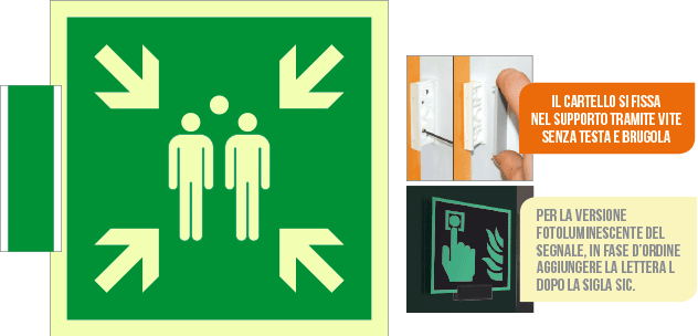 SICLE15180BG - sistema COLORFIX VERDE bifacc.luminescente Punto D'Incontro ISO 7010