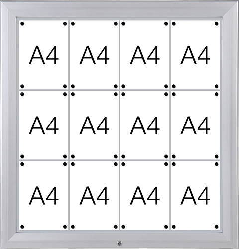 SMBT612 - bacheca per esterni retro lamiera apertura a compasso per 12 fogli A4