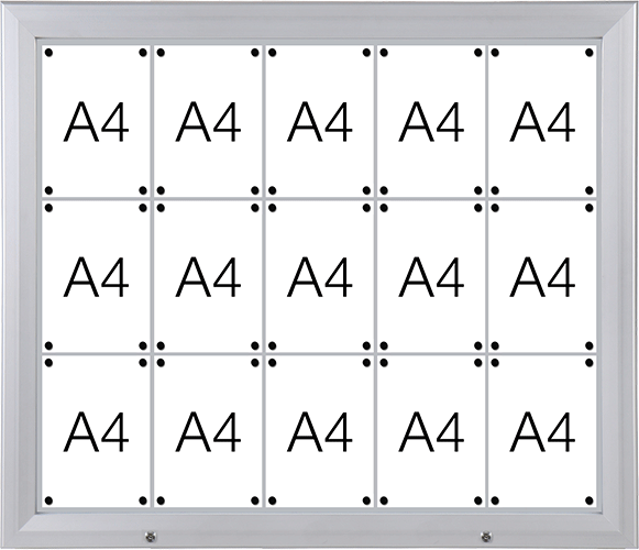 SMBT615 - bacheca per esterni retro lamiera apertura a compasso per 15 fogli A4
