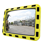 SP043 - specchio industriale rettangolare cornice giallo/nera cm 80x60