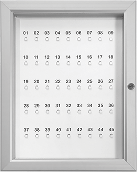 SWB045A - Bacheca portachiavi 45 posti 350x500 mm apertura a libro con serratura