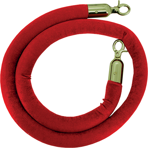 TDVC161 - cordone liscio in velluto rosso con gancio ottone x colonnine ottone