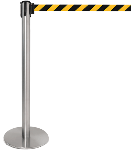 TSP201NY - colonnina SAFE IN modello PLUS acciaio spazzolato nastro GIALLO/NERO