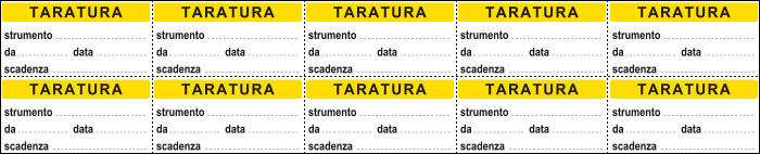 U9751 - Foglio n.10 etichetta adesiva 40x20 mm TARATURA