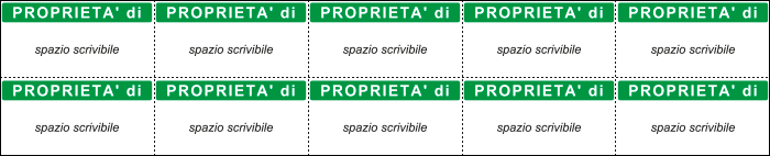 U9754 - Foglio n.10 etichetta adesiva 40x20 mm PROPRIETA'di