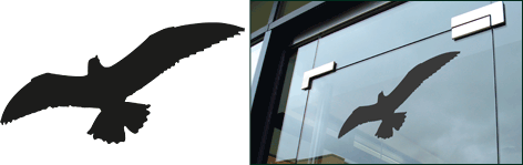 VEU300N - sagoma di volatile anticollisione colore NERO larghezza mm 300