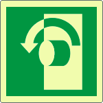 [EL15122KS] EL15122KS - Etichetta adesiva apertura a spinta sinistra EN ISO 7010