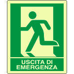 [EL20105YP] EL20105YP - cartello PVC uscita di emergenza sinistra  EN ISO 7010