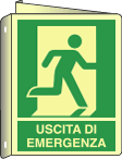 [EL20106BIYA] EL20106BIYA - cartello luminescente DIN PLUS bifacciale " uscita emergenza destra"