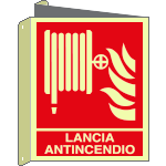 [EL20157BIXA] EL20157BIXA - Cartello bifacciale DIN PLUS lancia antincendio