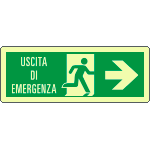 [EL720102KP] EL720102KP - Cartello fotoluminescente uscita emergenza destra EN ISO 7010