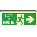 [EL720102SWP] EL720102SWP - cartello sospeso luminesc.uscita emergenza freccia a dx EN ISO 7010