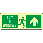 [EL720103WP] EL720103WP - Cartello lumin. DIN "uscita di emergenza" freccia avanti EN ISO 7010