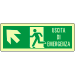 [EL720105XP] EL720105XP - cartello luminescente Uscita di emergenza freccia alto sx EN ISO 7010