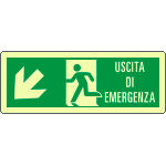 [EL720107KP] EL720107KP - Cartello fotoluminescente uscita emergenza basso destra EN ISO 7010