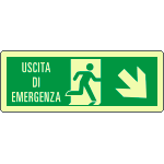 [EL720108WA] EL720108WA - cartello luminescente Uscita di Emergenza ds basso EN ISO 7010
