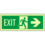 [EL720202WP] EL720202WP - Cartello luminescente DIN Exit freccia dx EN ISO 7010