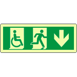[EL720504WP] EL720504WP - Cartello uscita di emergenza disabili freccia indietro lum.EN ISO 7010