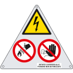 [ER11903X] ER11903X - Cartello alluminio rifrangente per cabina un pericolo due divieti