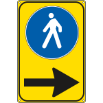 [FCR5648Y] FCR5648Y - Cartello fondo giallo direzione PEDONI a destra