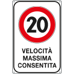 [FLR5601/20Y] FLR5601/20Y - Cartello VELOCITA' MASSIMA  20 KM/H