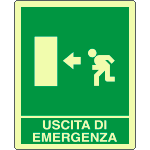 [L20105KA] L20105KA - Cartello fotoluminescente uscita emergenza sinistra