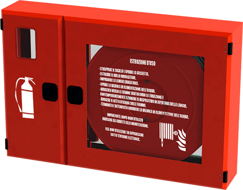 [MCN9579] MCN9579 - Cassetta a parete naspo+estintore tubaz.Pyton m 30 portello con lastra