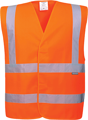 [PWT074L/XL] PWT074L/XL - Gilet due bande orizzontali e verticali Hi-Vis arancione L/XL