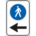 [R5647Y] R5647Y - Cartello bianco Pedoni a sinistra