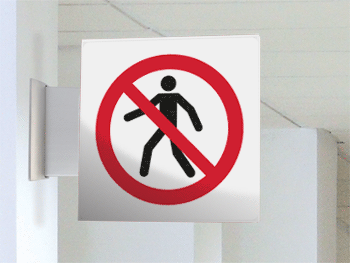 [SECET19BB] SECET19BB - segnale vetro CRYSTAL bifacciale vietato pedoni EN ISO 7010