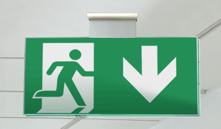 [SECET23SC] SECET23SC - segnale vetro CRYSTAL sospesa uscita emergenza basso EN 7010 E002